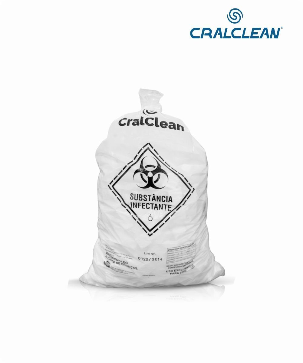 Saco para lixo hospitalar branco 30 litros